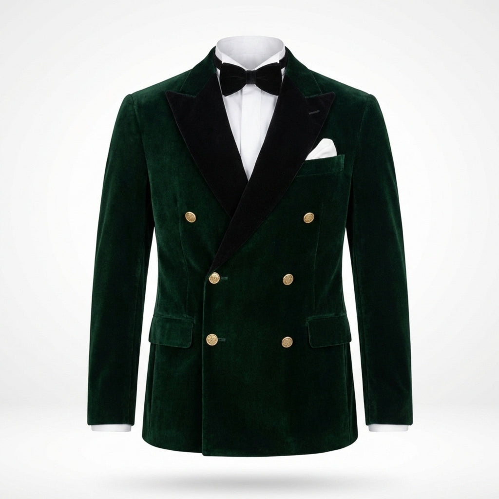 Men’s Tailored Double Breasted Blazer – Six Button Velvet