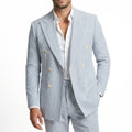 Men's Tailored Fit Double Breasted Six-buttons 2 Pieces Beach Wedding Suits