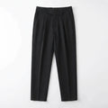 Men’s Pleated Regular Trousers – Straight Leg Button Closure
