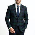 Men’s Tailored Single Breasted Blazer – One Button Plaid