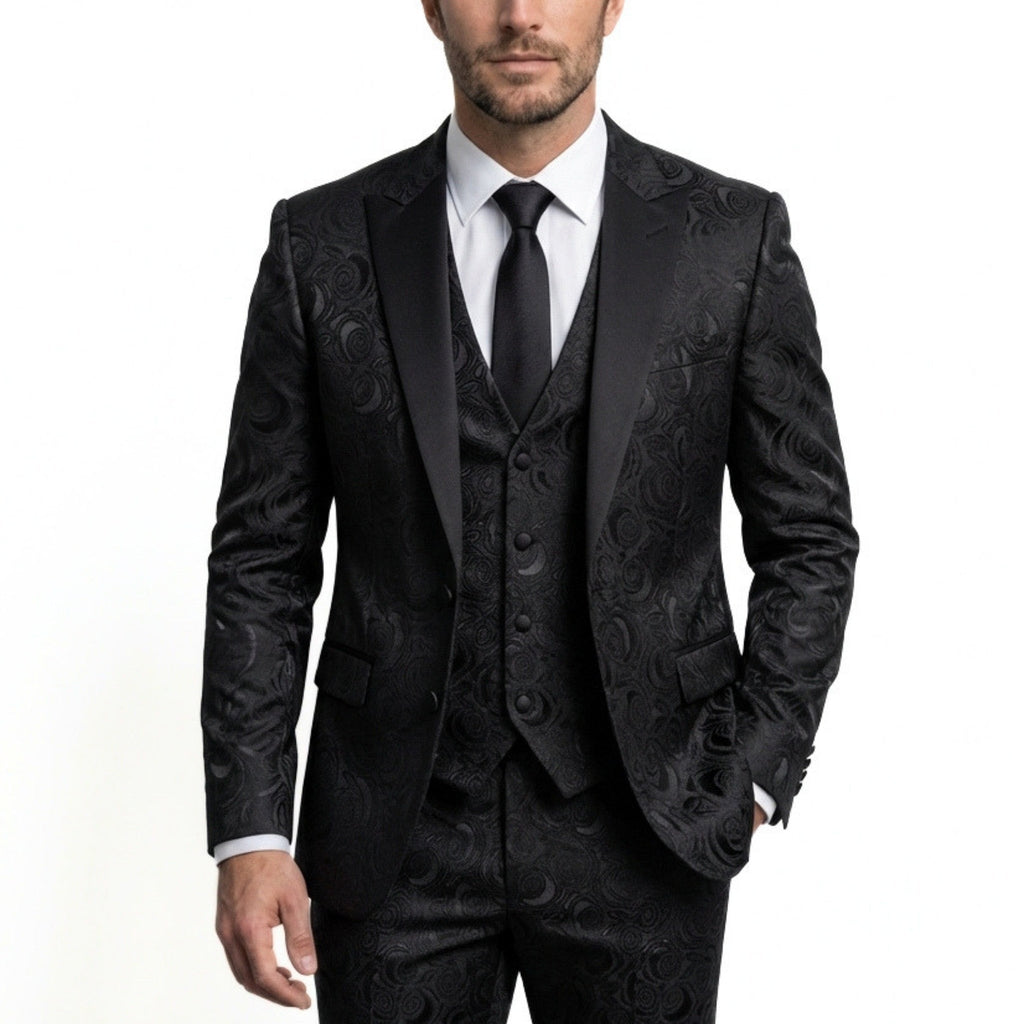 Men’s Single Breasted Suit Set – Tailored Two Button Patterned