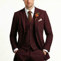 Men’s Solid Colour 3-Piece Tweed Suit – Tailored Fit Single Breasted Two Buttons Retro Vintage Business Wedding Party