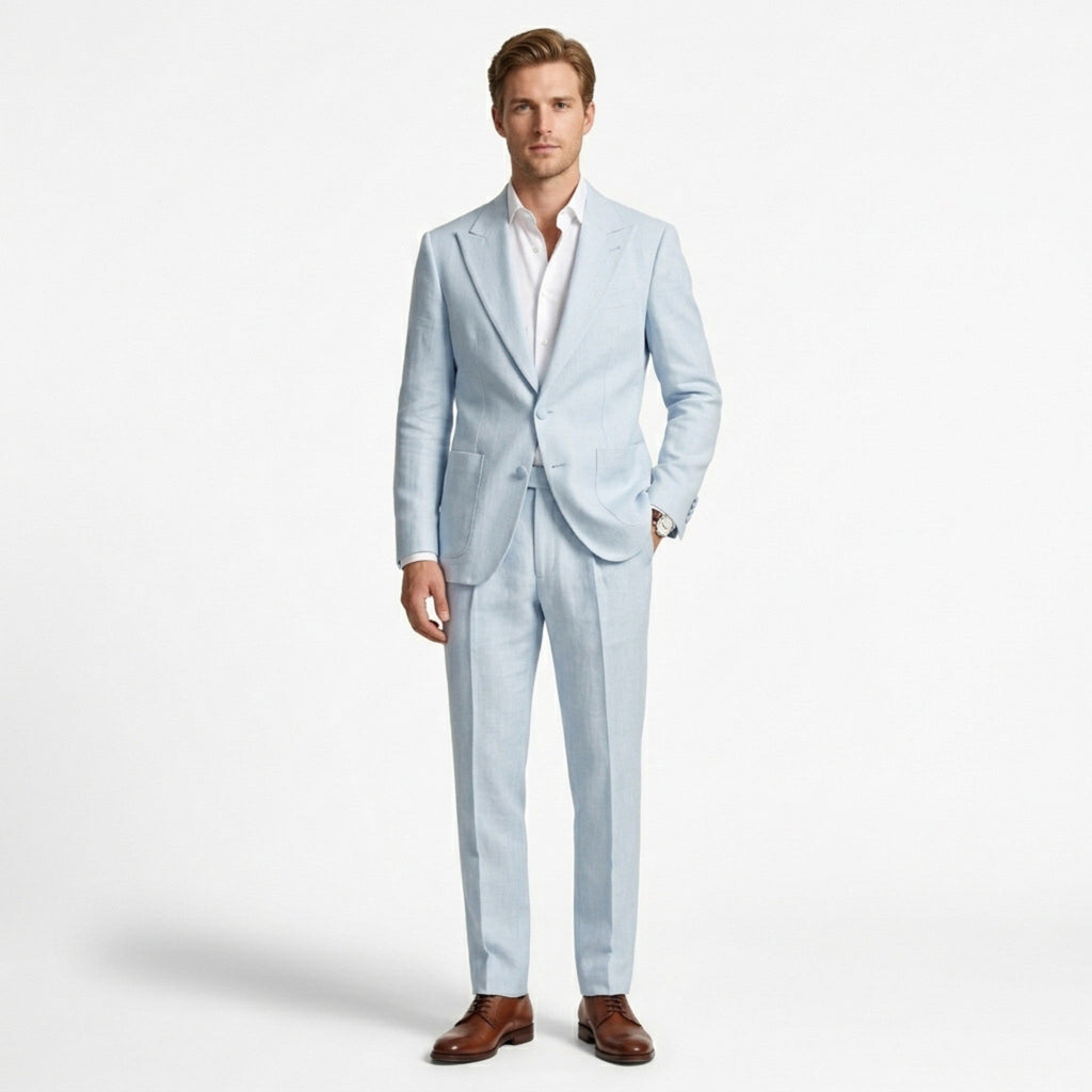 Men’s Two-Piece Suit Set – Peak Lapel Design