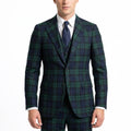 Men’s Tailored Fit 3-Piece Plaid Suit – Single Breasted Two Buttons Wedding